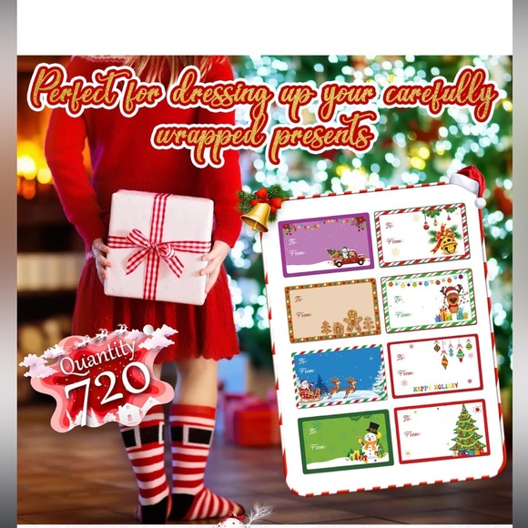 🎄60 HOLIDAY PRESENTS LABELS 2025 - assortment - Picture 2 of 5